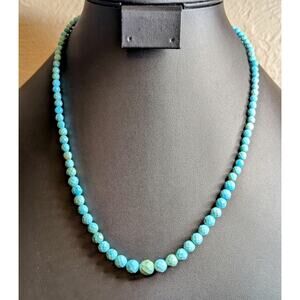 Vintage DTR Sterling Silver Faceted Cut Graduated Turquoise Bead Necklace